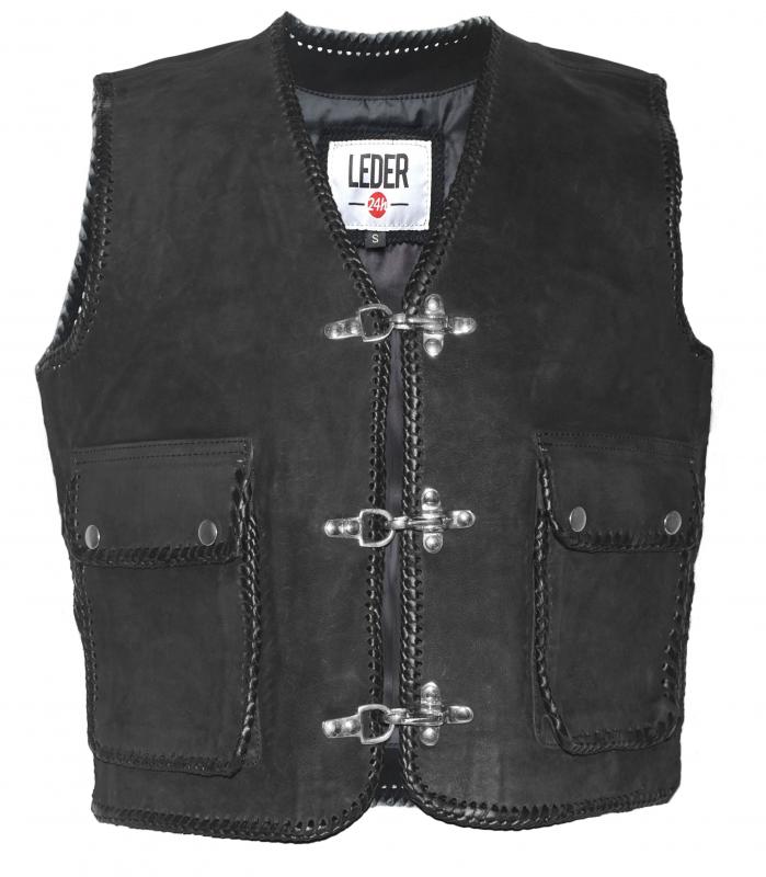 Discontinued Model: Leather vest with snap hooks in Nubuck Leather 1009